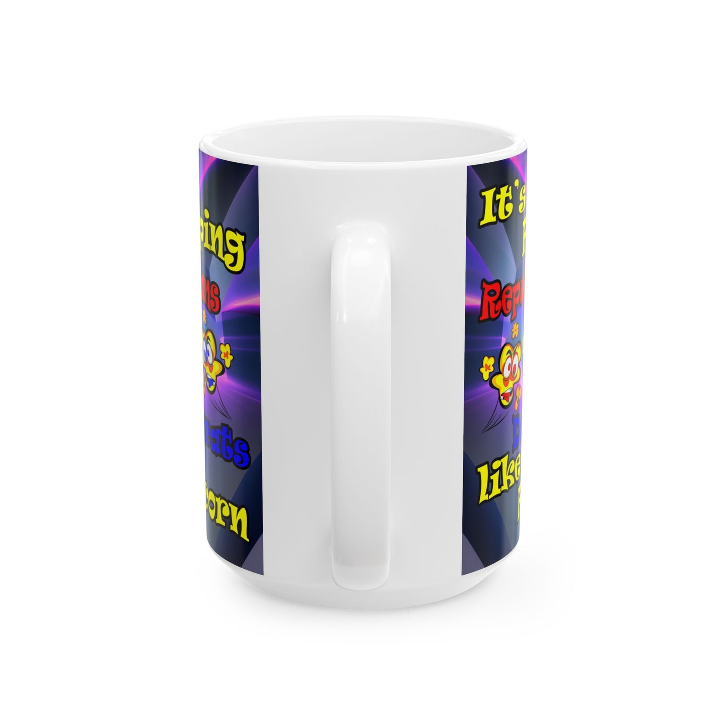 popping like popcorn - White Mug (grey-pink wave)