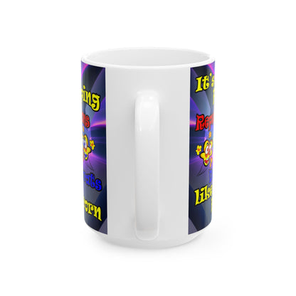 popping like popcorn - White Mug (grey-pink wave)