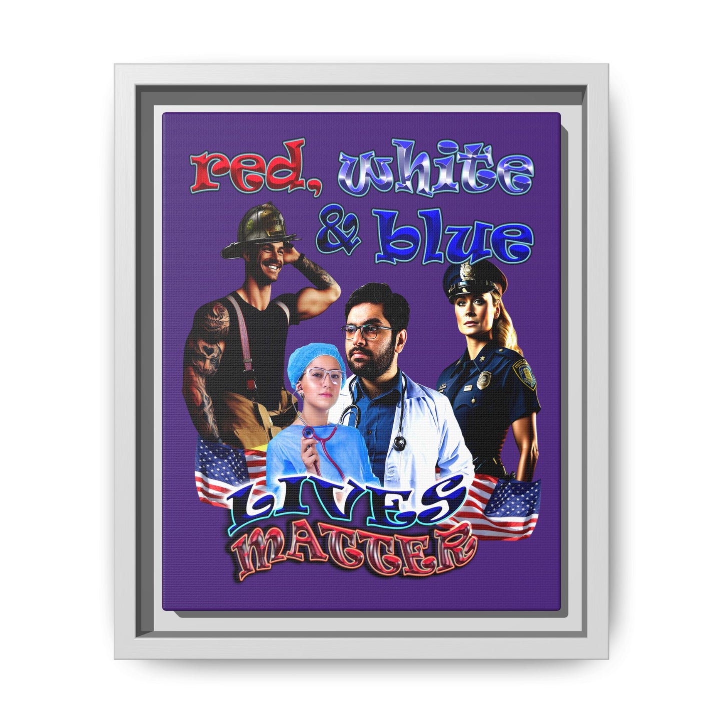 rw&b lives matter - framed canvas art (purple)
