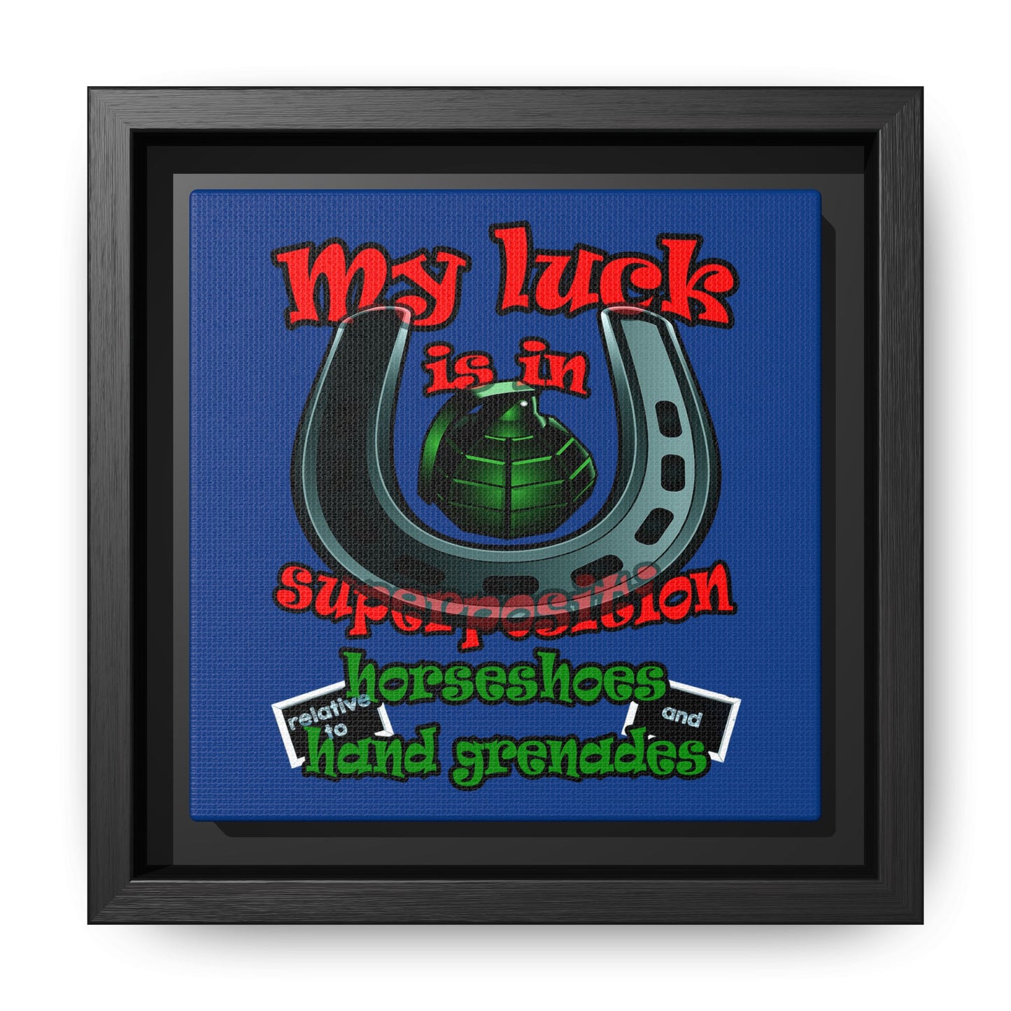 my luck - framed canvas art (dark blue)