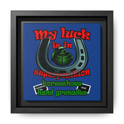 my luck - framed canvas art (dark blue)