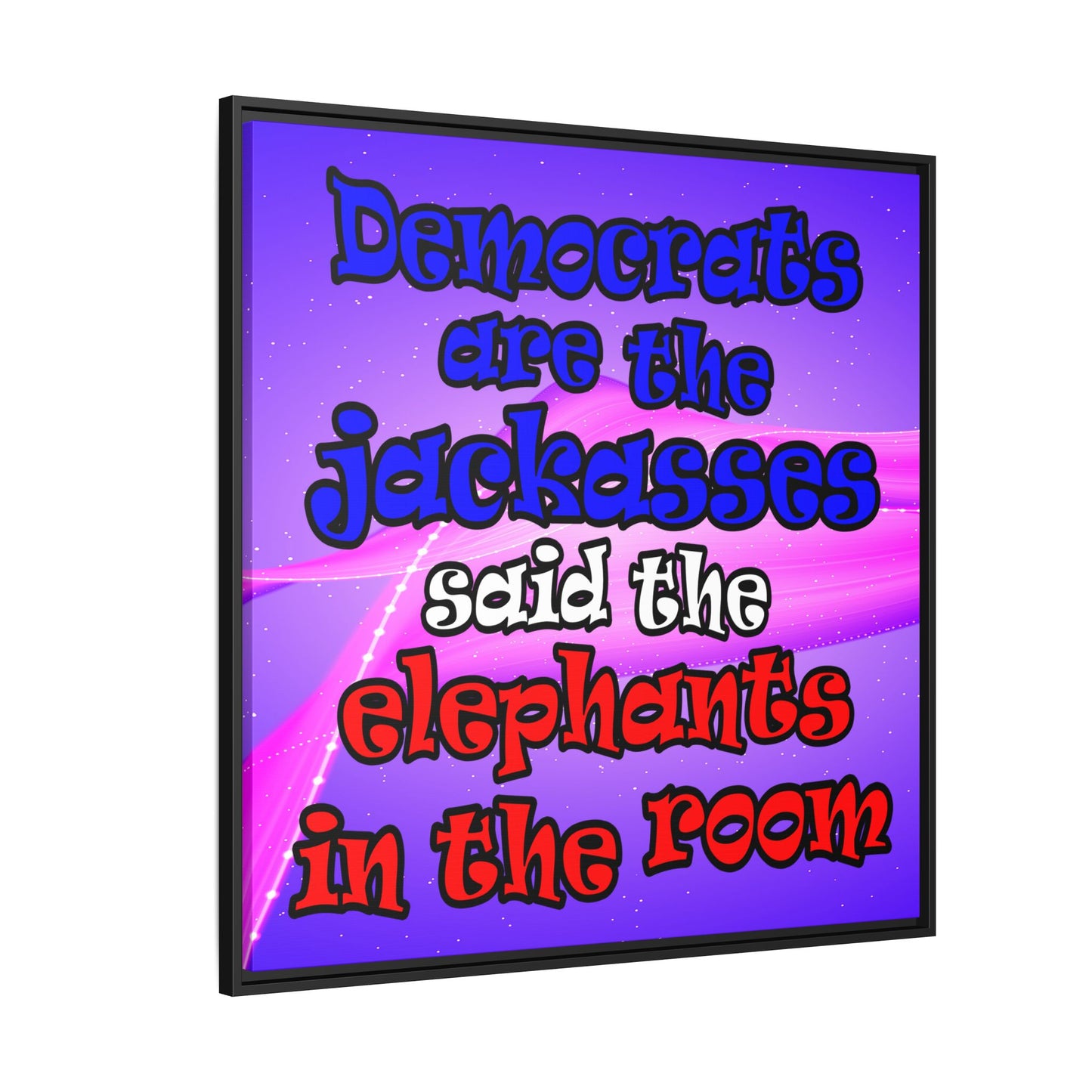 donkeys and elephants - framed canvas art (purple-pink wave)