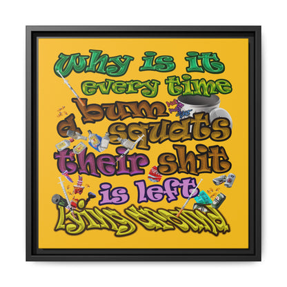 the bum's shit - framed canvas art (yellow)
