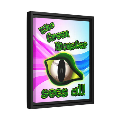 green monster - framed canvas art (light blue-pink wave)