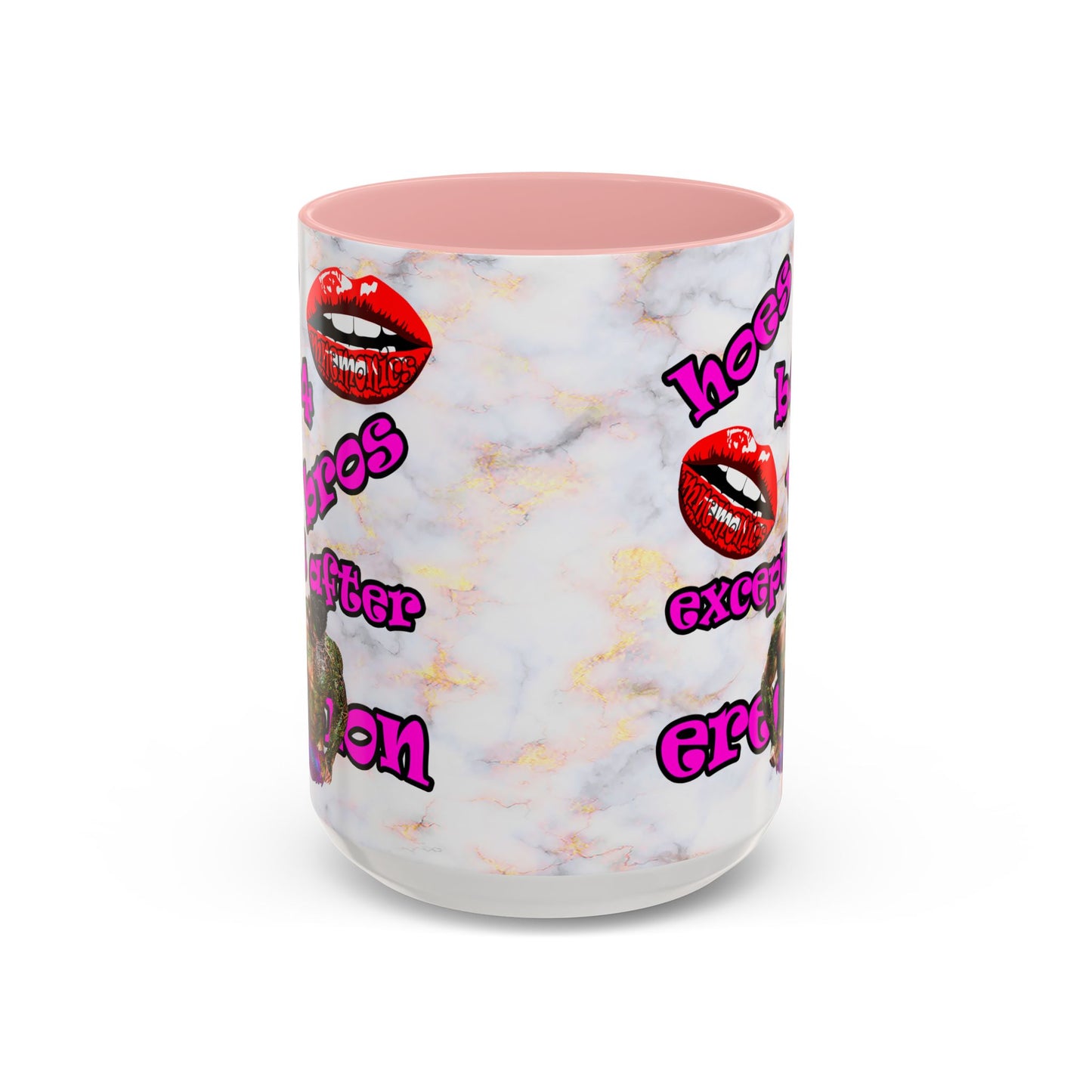 hoes b4 bros - Accent Mug (white marble)