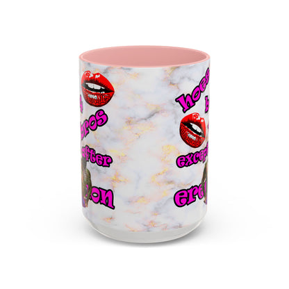 hoes b4 bros - Accent Mug (white marble)