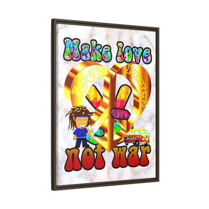 love peace - framed canvas art (white marble)