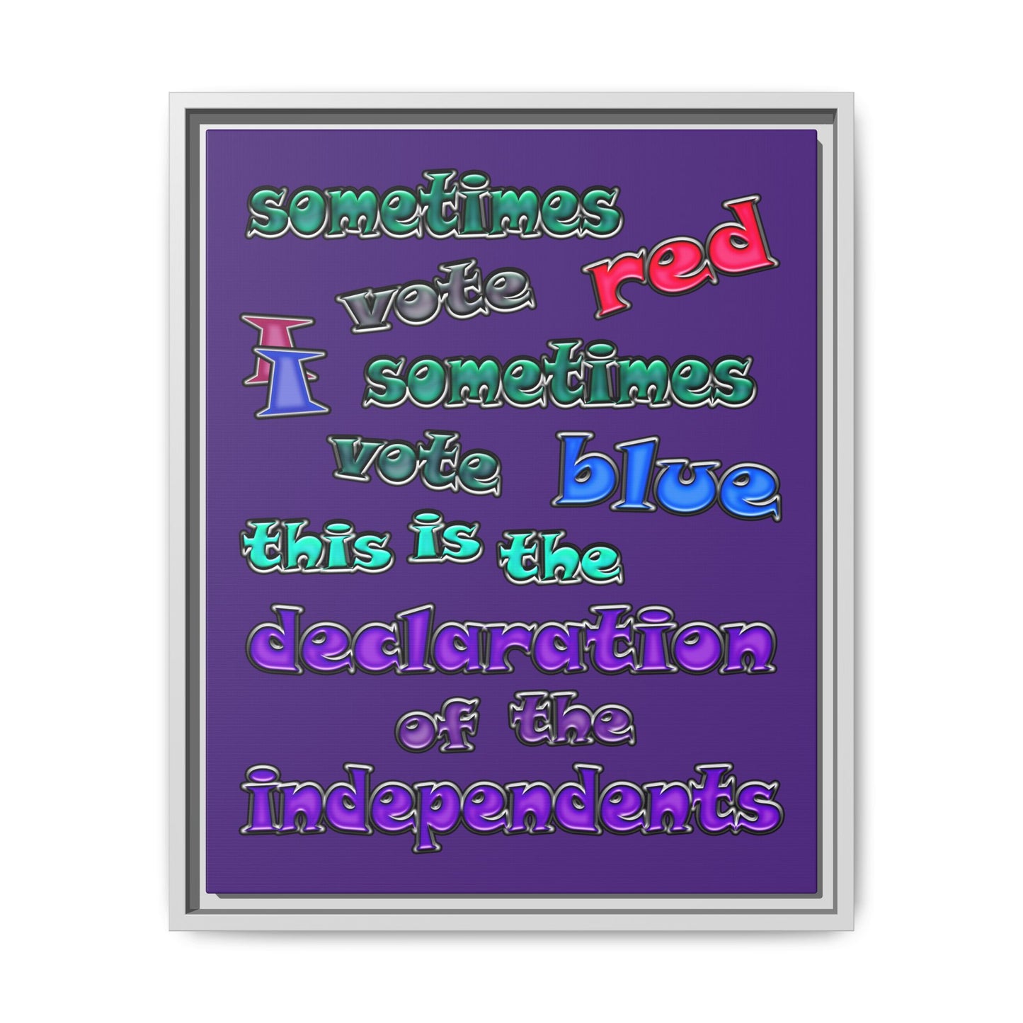 declaration of the independents - framed canvas art (purple)