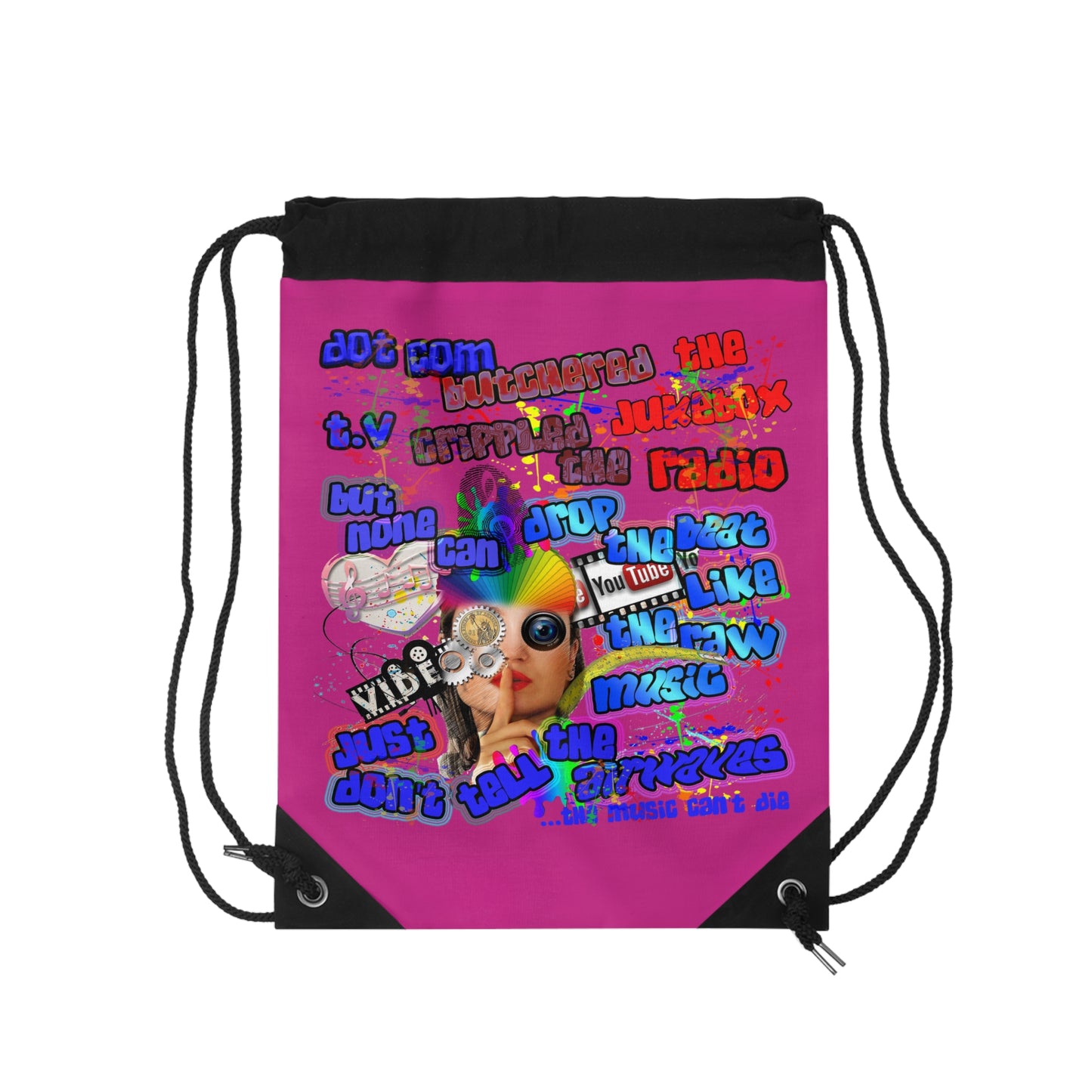 drop the beat - Drawstring Bag (pink)