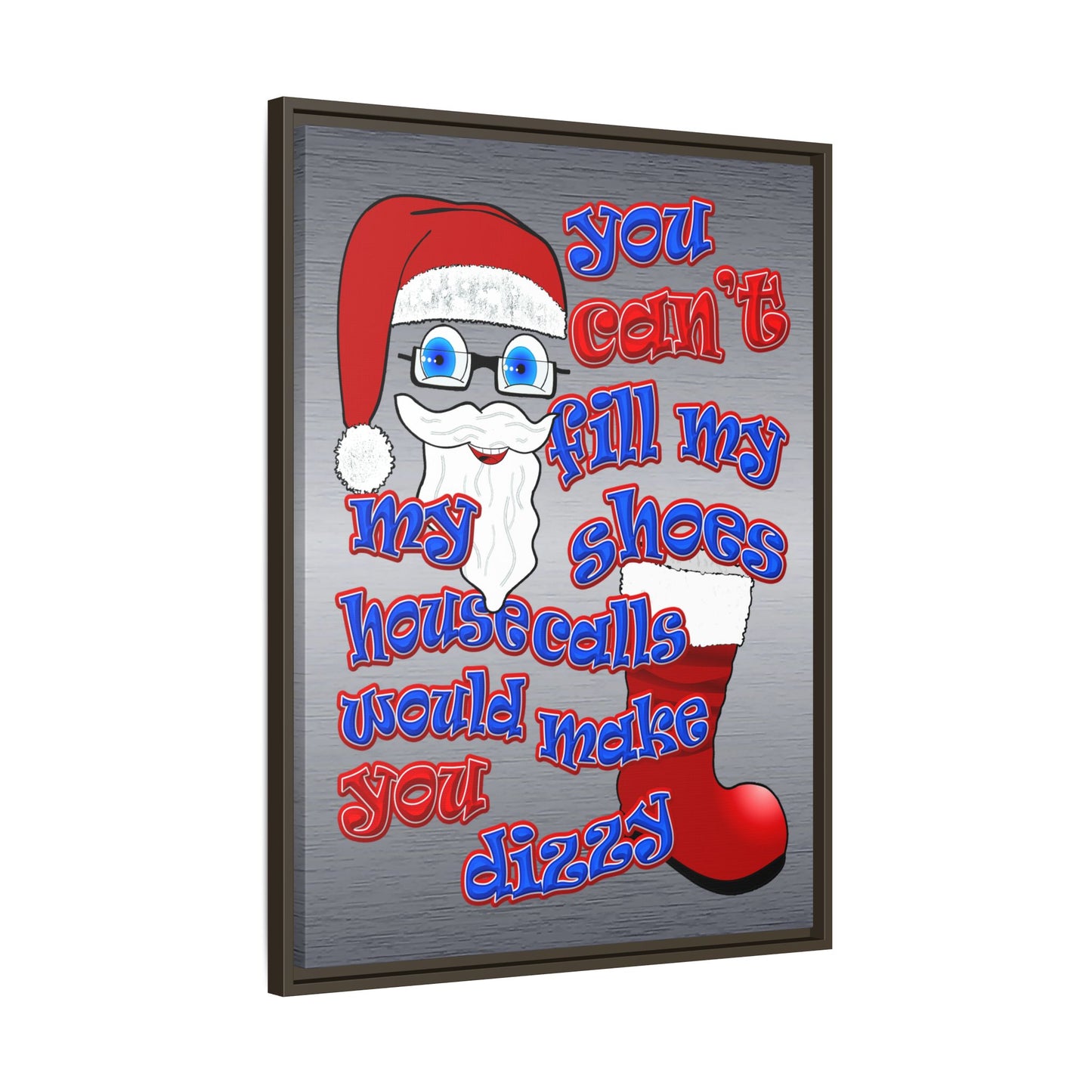 santa's shoes - framed canvas art (brushed nickel)