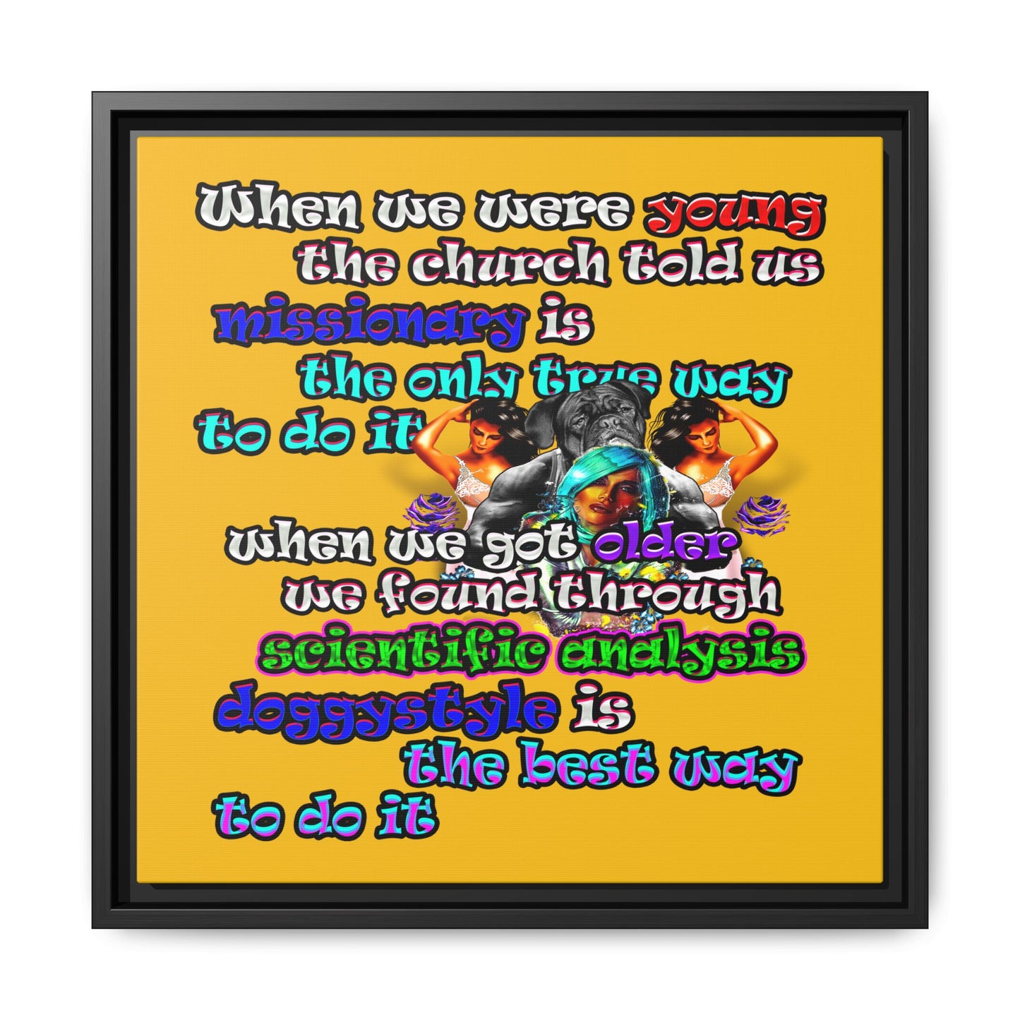 doggystyle - framed canvas art (yellow)