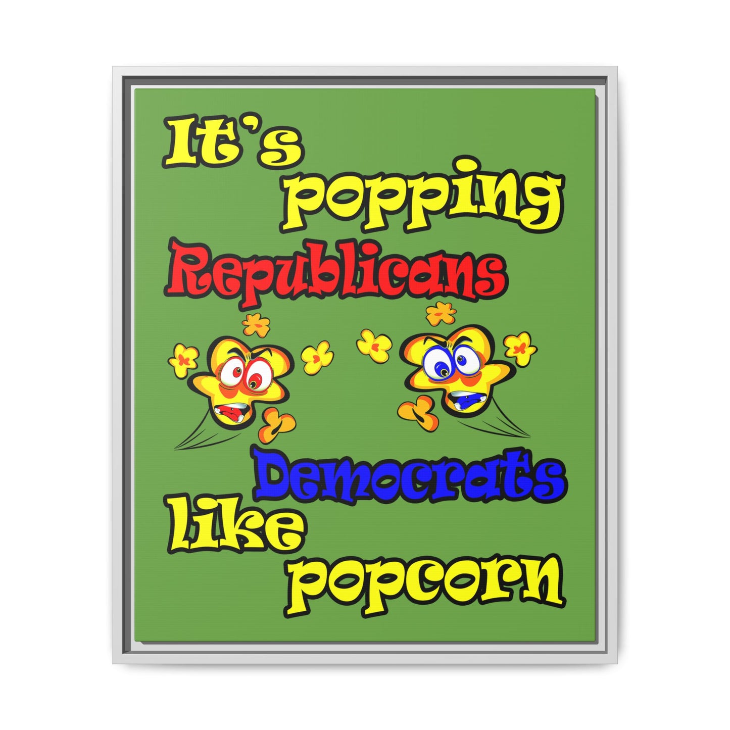 popping like popcorn - framed canvas art (green)