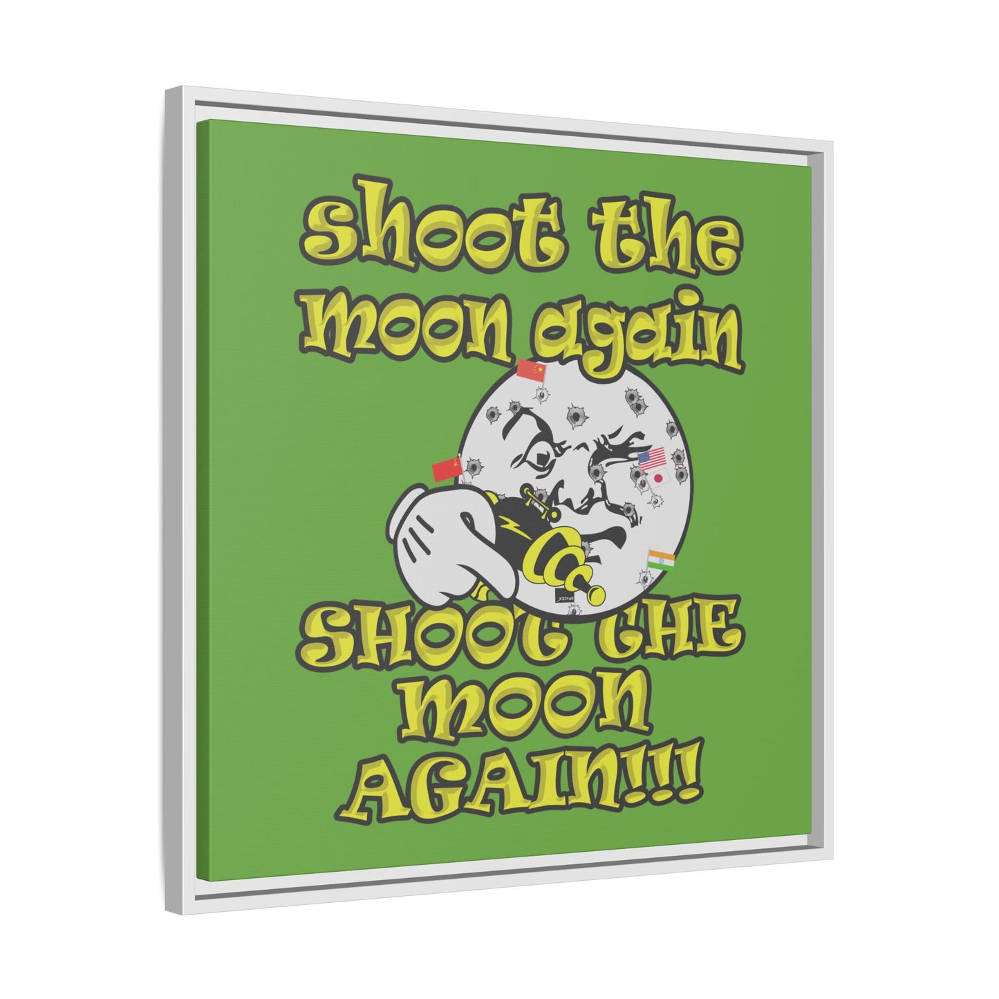 shoot the moon again - framed canvas art (green)