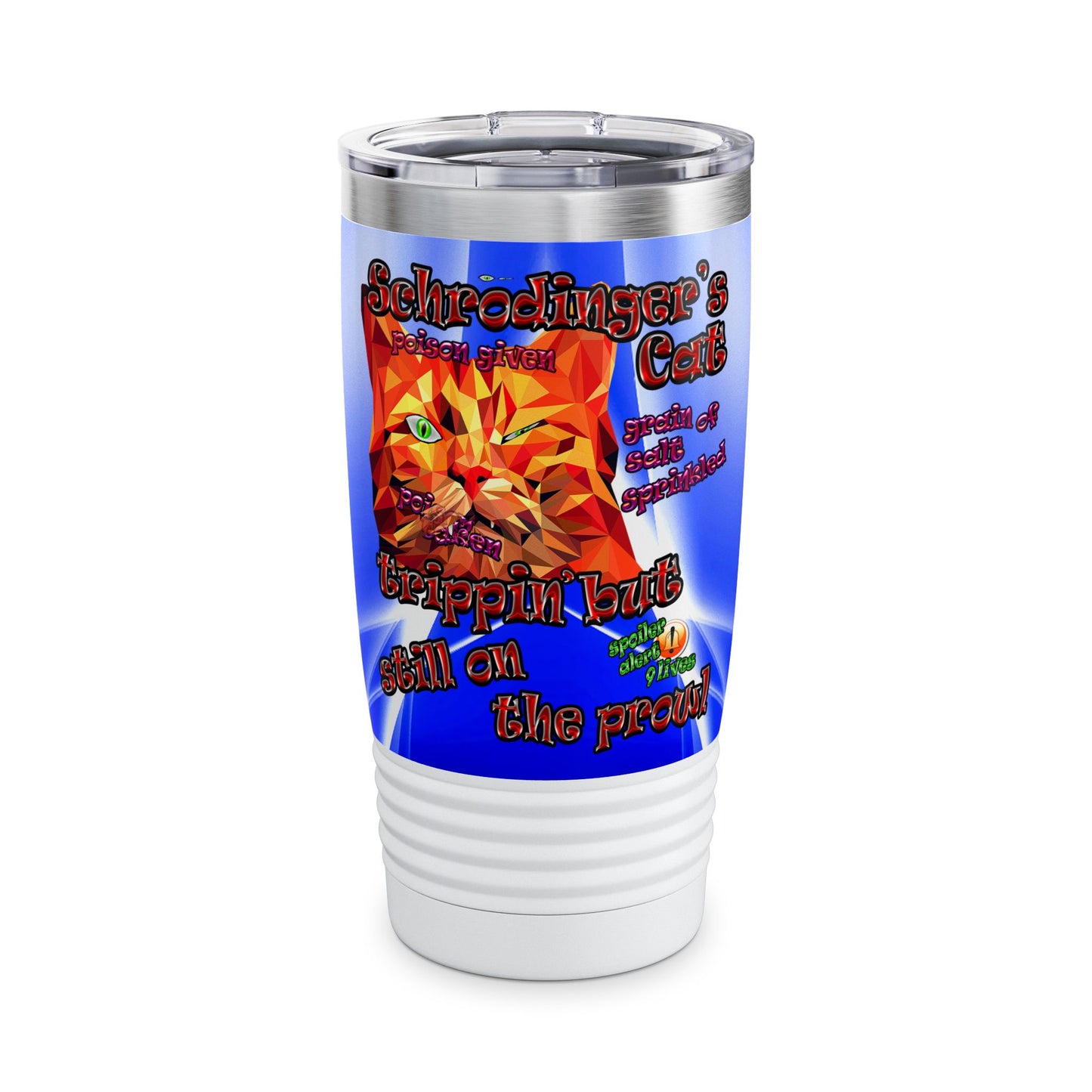 schrodinger's cat - Ringneck Tumbler, 20oz (blue-white wave)