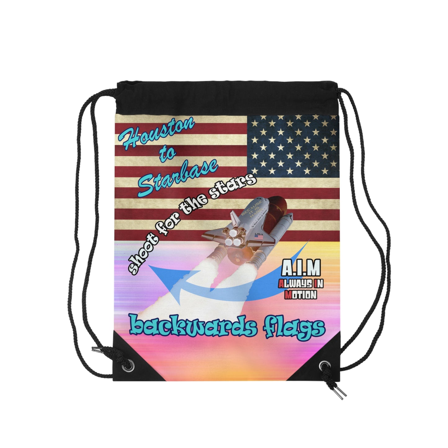 shoot for the stars - Drawstring Bag (color blur)