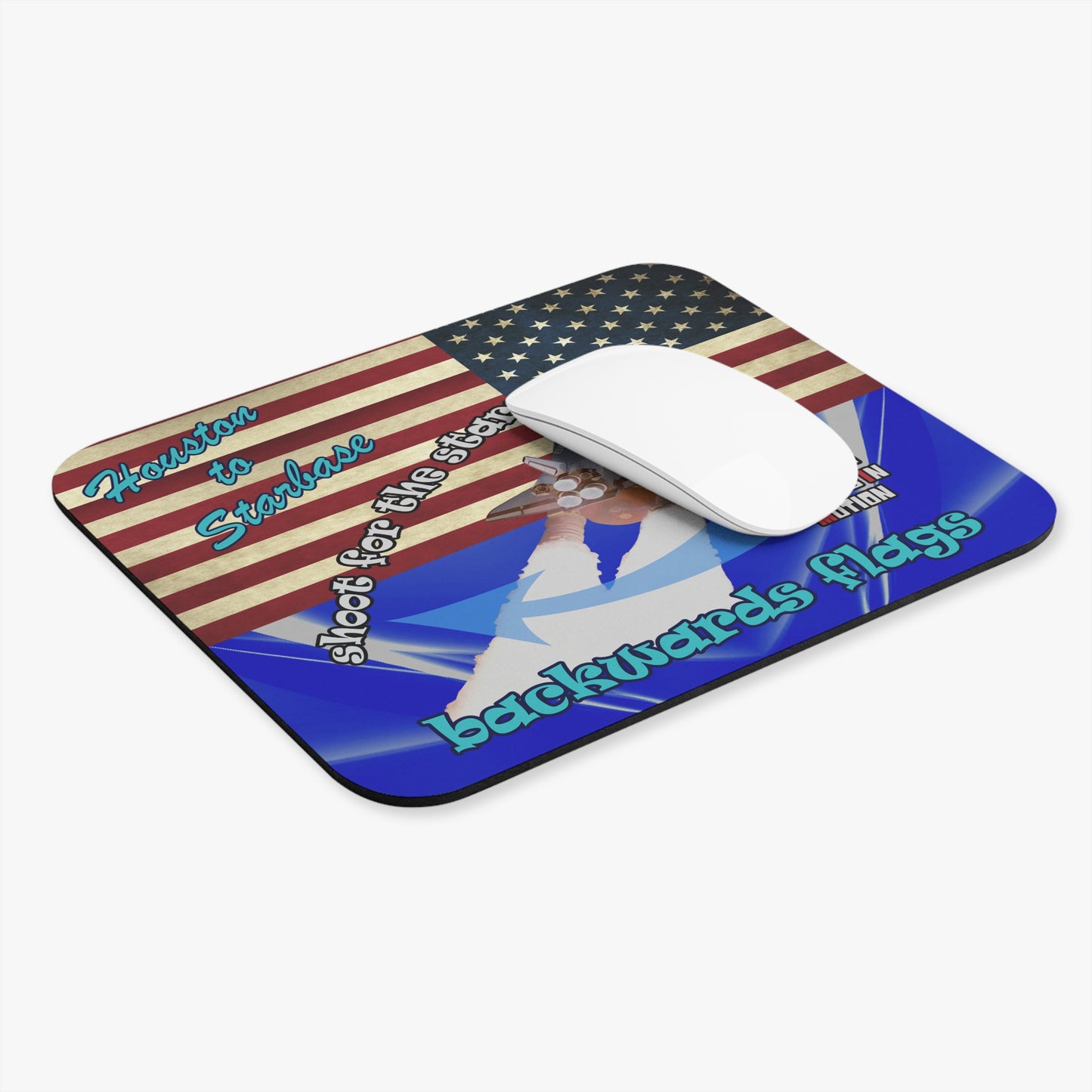 shoot for the stars - Mouse Pad (Rectangle) - (blue-white wave)