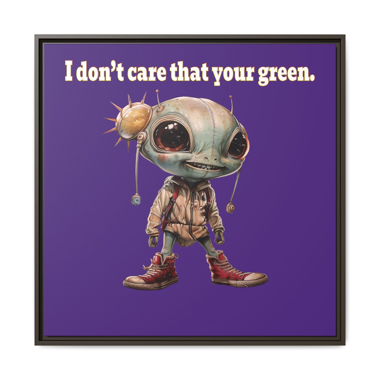 I don't care that your green - framed canvas art (purple)