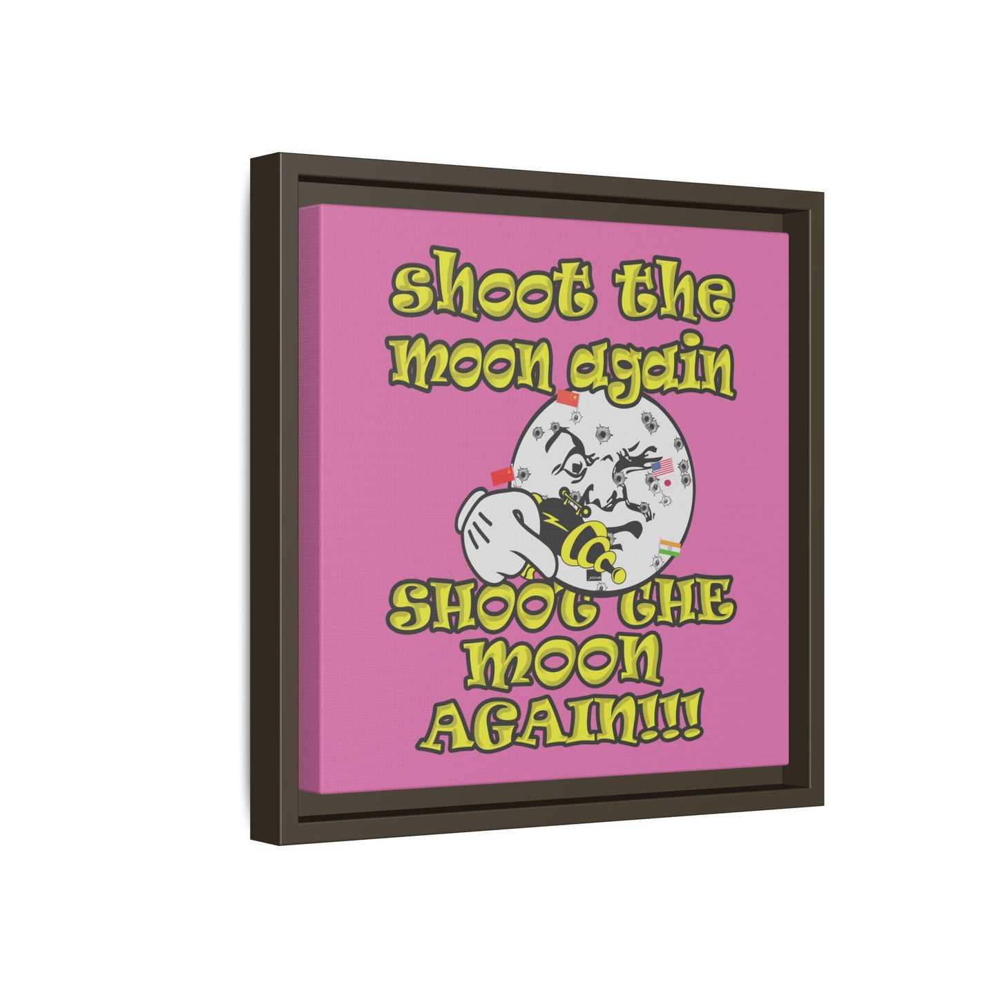 shoot the moon again - framed canvas art (light pink)
