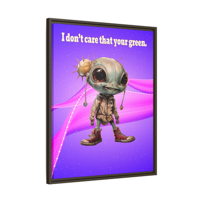 I don't care that your green - framed canvas art (purple-pink wave)