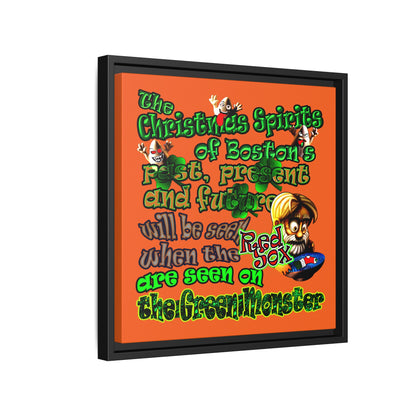 christmas spirits of boston - framed canvas art (orange)