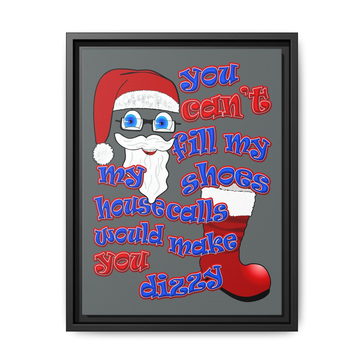 santa's shoes - framed canvas art (dark grey)