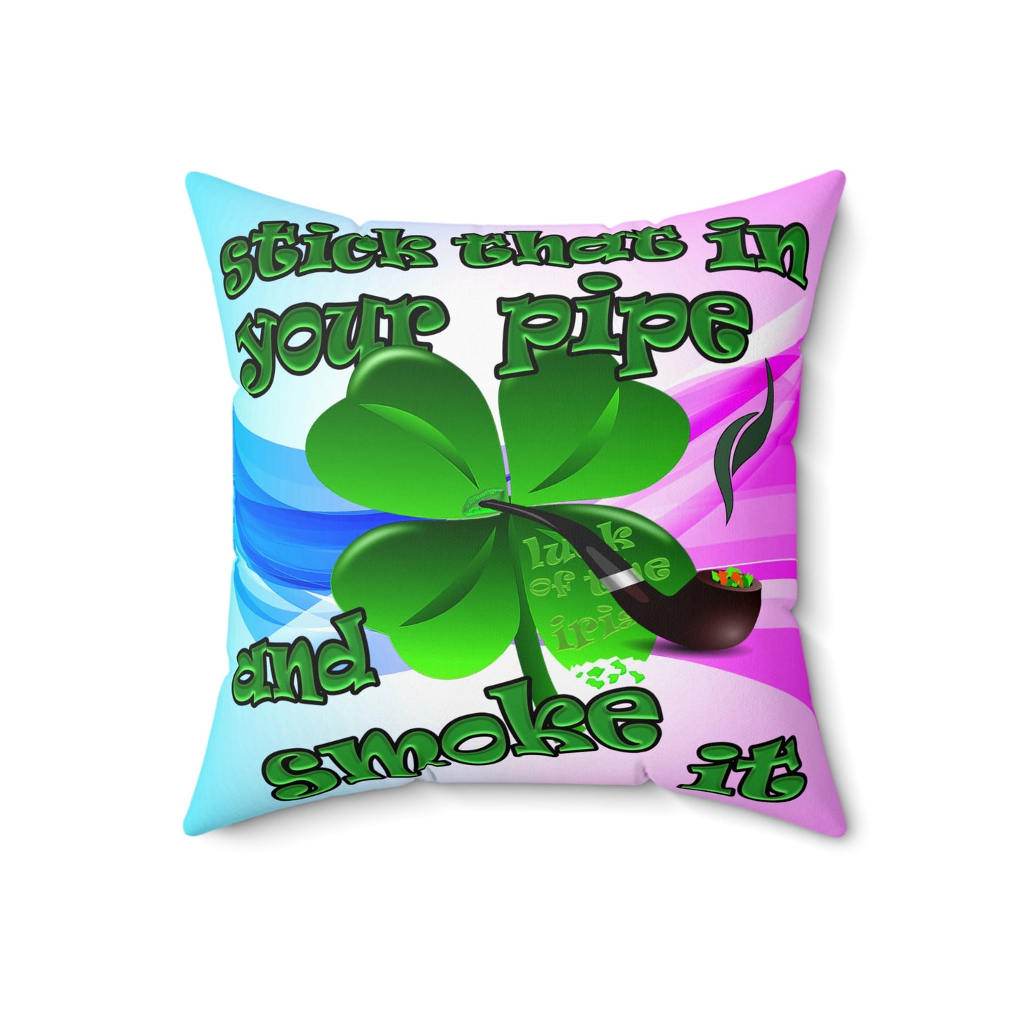 celtics logo - Spun Polyester Square Pillow - (light blue-pink wave)