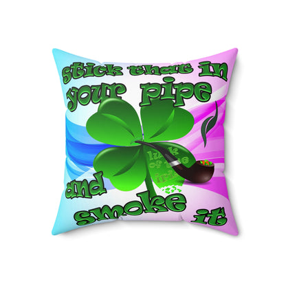 celtics logo - Spun Polyester Square Pillow - (light blue-pink wave)