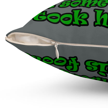 turtle race - Spun Polyester Square Pillow - (dark grey)