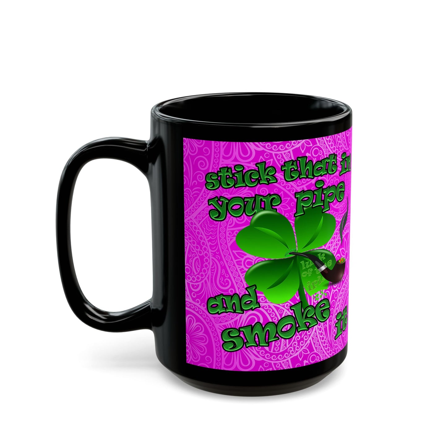 celtics logo - Black Mug (pink swirl)
