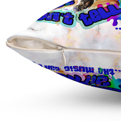drop the beat - Spun Polyester Square Pillow - (white marble)