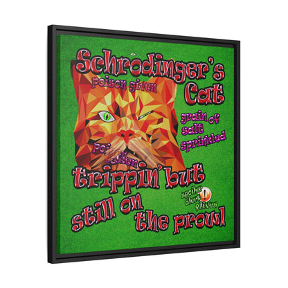 schrodinger's cat - framed canvas art (green turf)