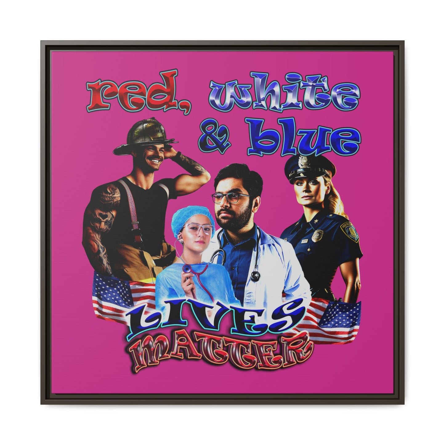 rw&b lives matter - framed canvas art (pink)