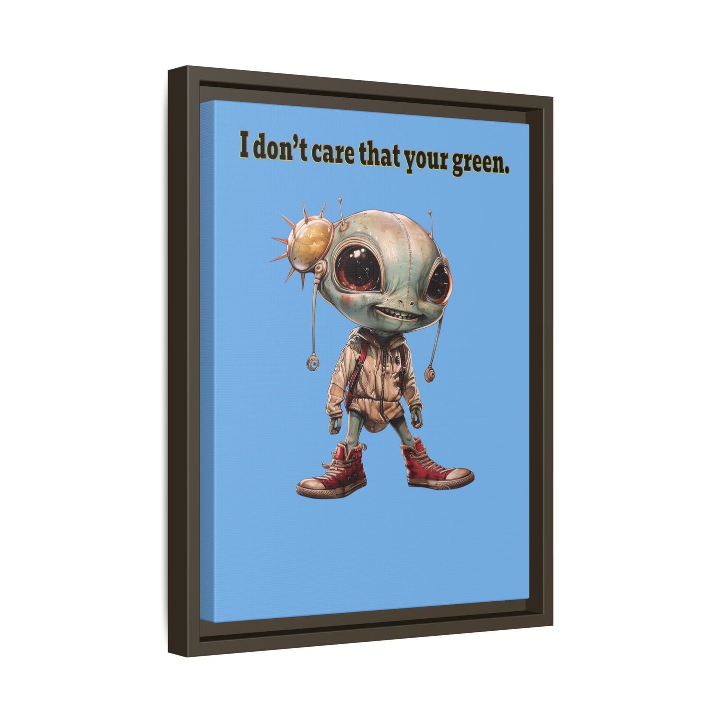 I don't care that your green - framed canvas art (light blue)