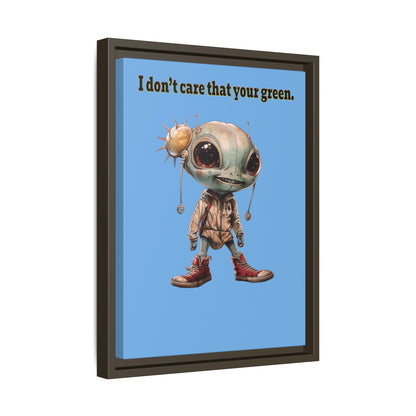 I don't care that your green - framed canvas art (light blue)
