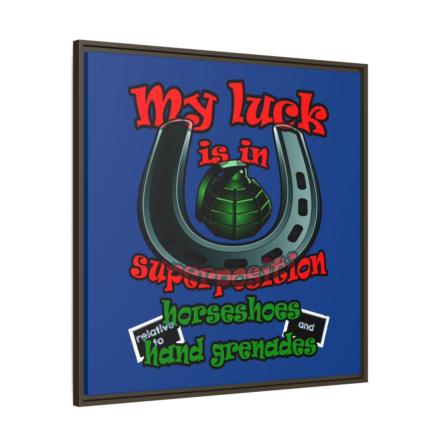 my luck - framed canvas art (dark blue)