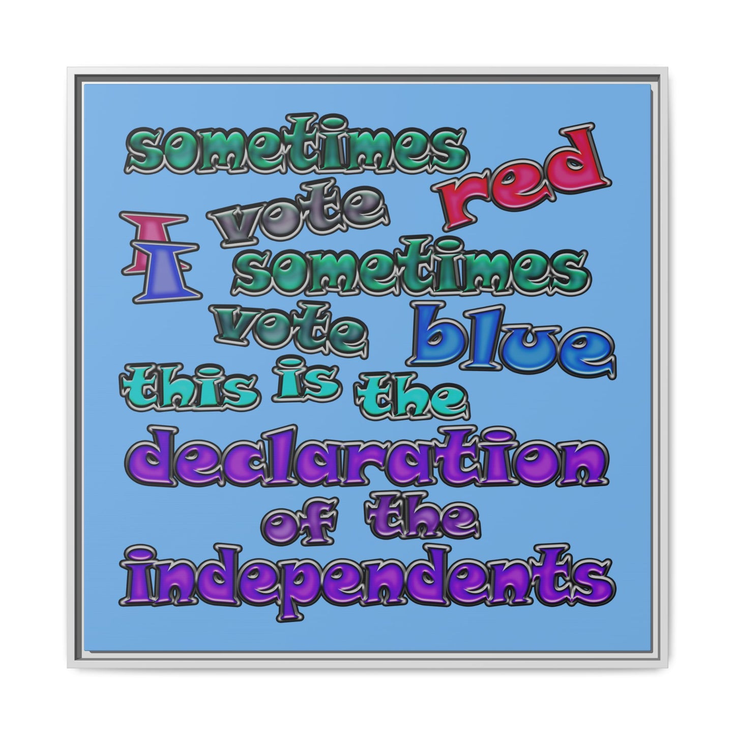 declaration of the independents - framed canvas art (light blue)