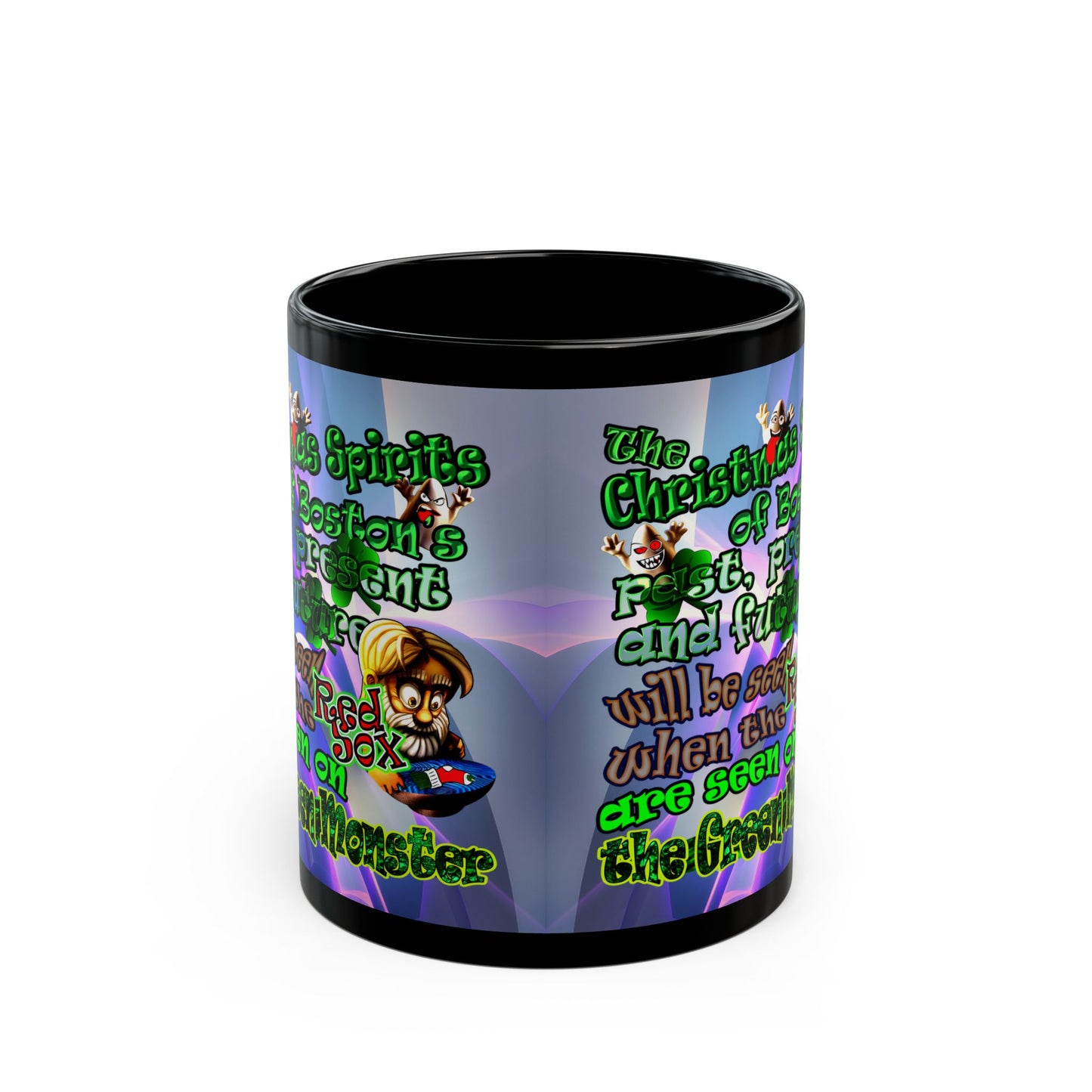 christmas spirits of boston - Black Mug (grey-pink wave)