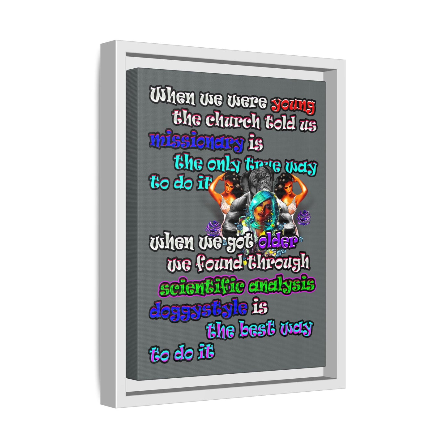 doggystyle - framed canvas art (dark grey)