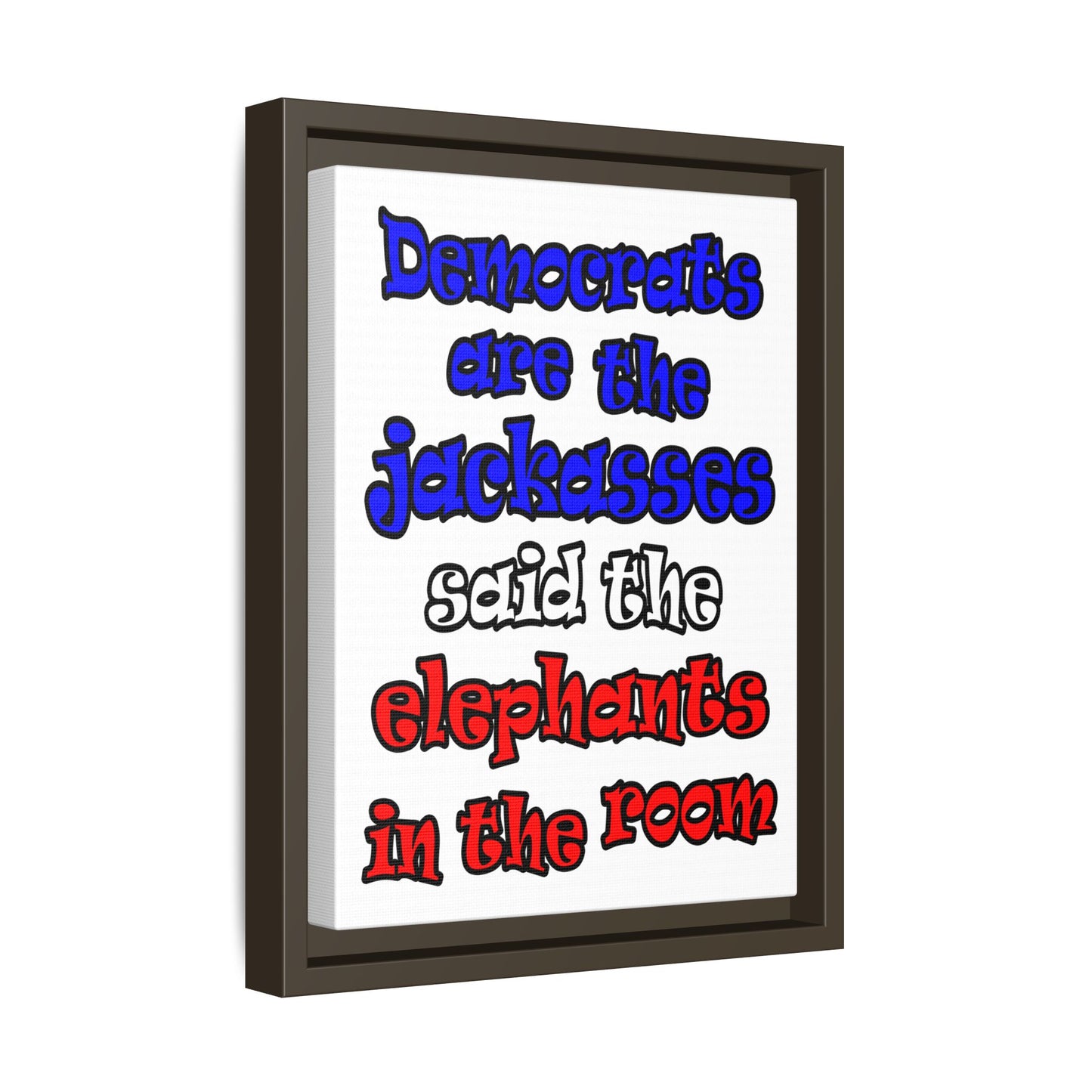 donkeys and elephants - framed canvas art (white)
