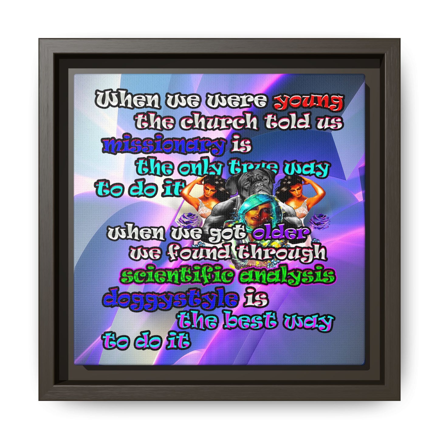 doggystyle - framed canvas art (grey-pink wave)