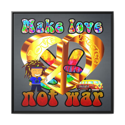 love peace - framed canvas art (grey-light grey)