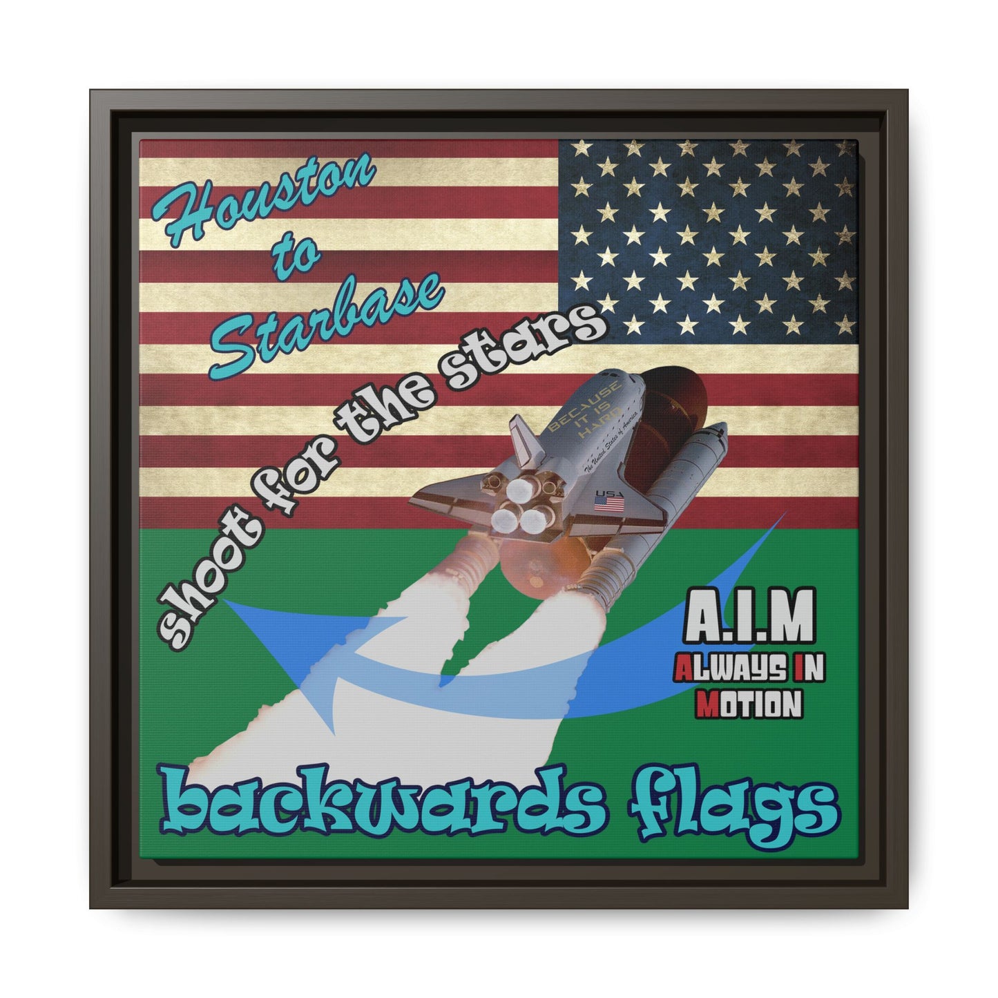 shoot for the stars - framed canvas art (dark green)