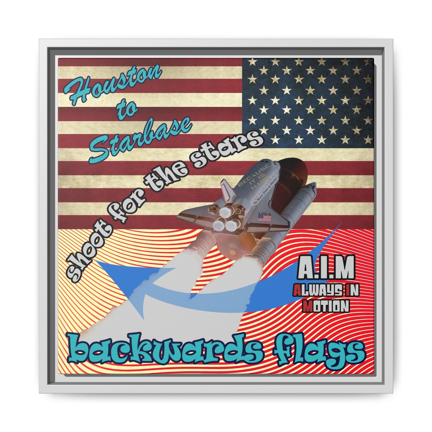 shoot for the stars - framed canvas art (yellow-orange wave)