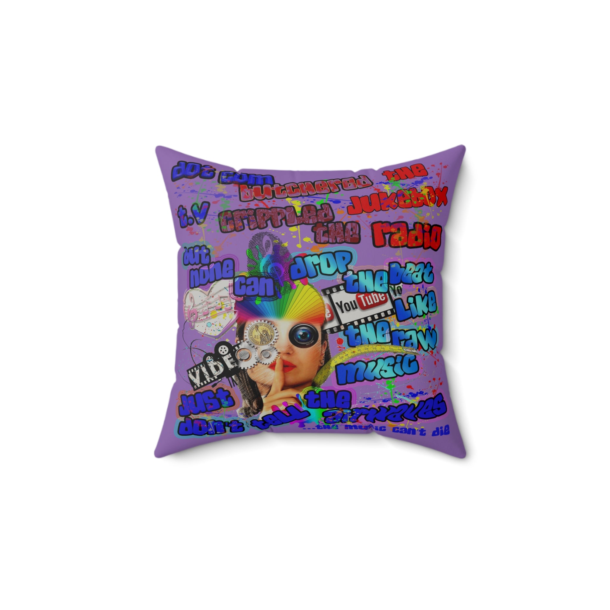 drop the beat - Faux Suede Square Pillow - (light purple)