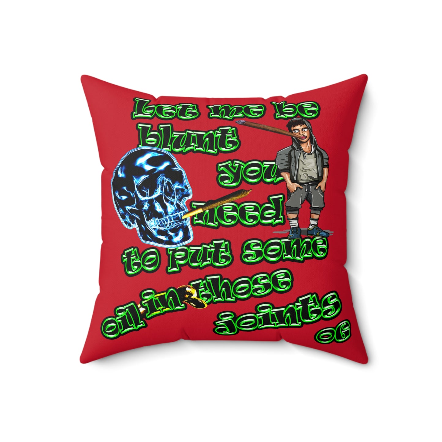 og - Spun Polyester Square Pillow - (dark red)