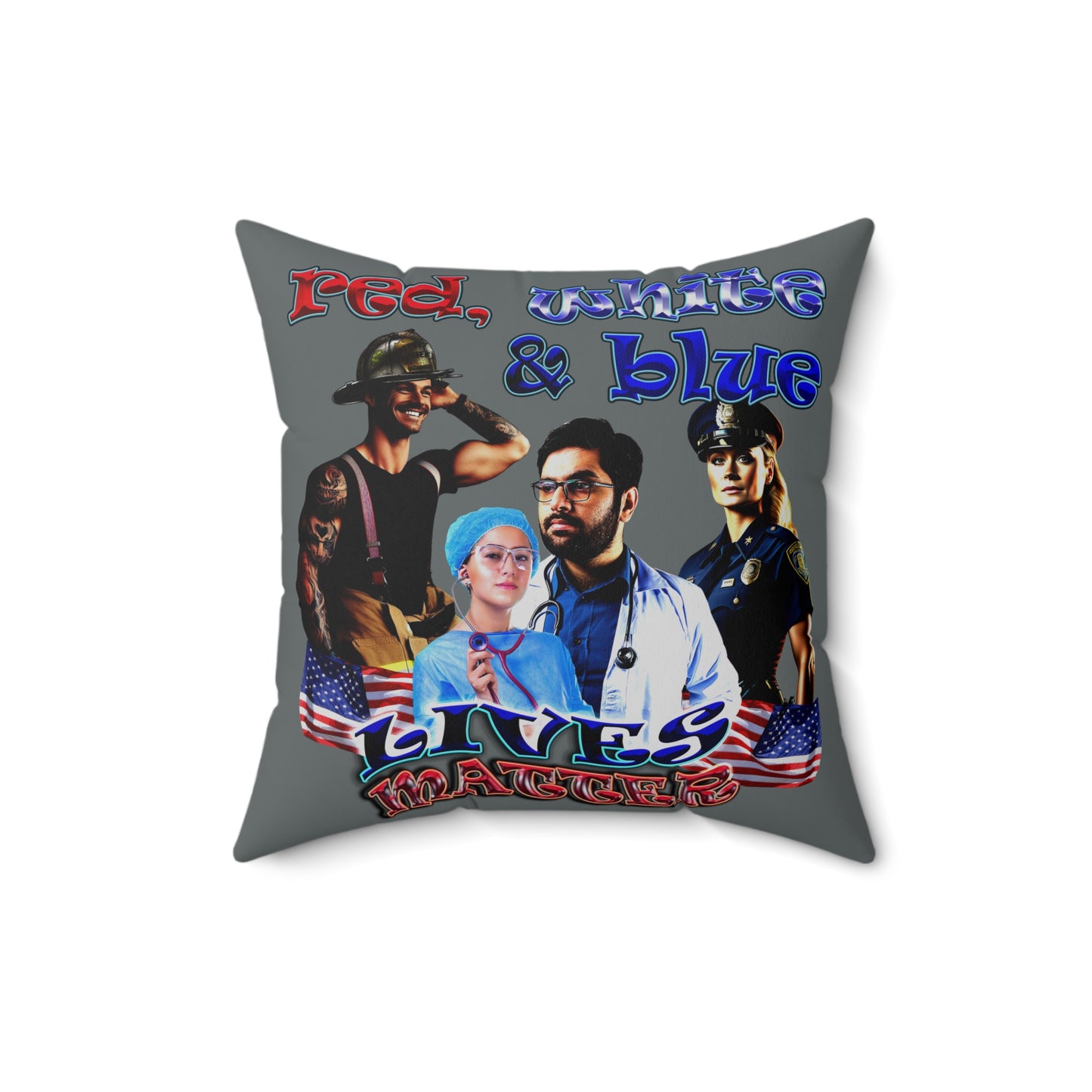 rw&b lives matter - Spun Polyester Square Pillow - (dark grey)