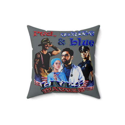 rw&b lives matter - Spun Polyester Square Pillow - (dark grey)