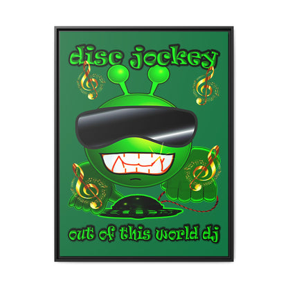 disc jockey - framed canvas art (dark green)