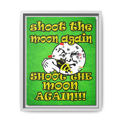 shoot the moon again - framed canvas art (green turf)