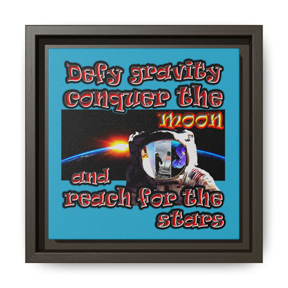 defy conquer reach - framed canvas art (turquoise)